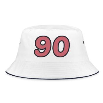 90. 90 JAHRE. 90-JÄHRIGES JUBILÄUM. 90-JÄHRIGES JUBILÄUM. - Bucket Hat - Weiß/Navy - Vorne