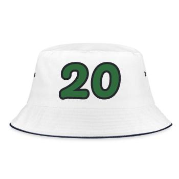 20. 20. JAHRESTAG. 20-JÄHRIGES JUBILÄUM. 20 JAHRE. - Bucket Hat - Weiß/Navy - Vorne
