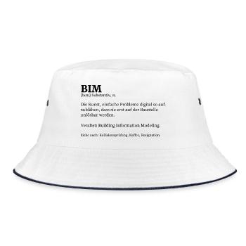 BIM Definition T-Shirt Architekt Bauingenieur - Bucket Hat - Weiß/Navy - Vorne