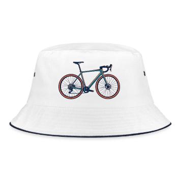 Rennrad Risograph - Bucket Hat - Weiß/Navy - Vorne