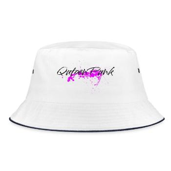 Pinker Farbklecks - Quoten Punk Statement - Bucket Hat - Weiß/Navy - Vorne