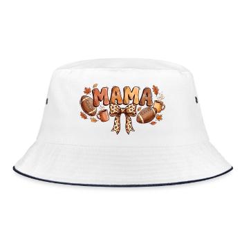 Herbst-Fußball Mama Leopard Bow - Bucket Hat - Weiß/Navy - Vorne