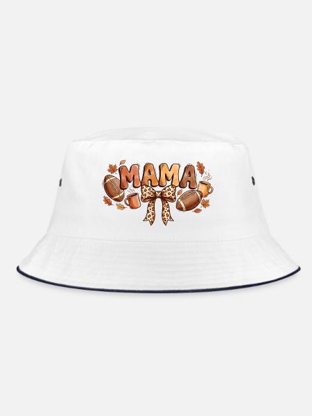 Herbst-Fußball Mama Leopard Bow - Bucket Hat - Weiß/Navy