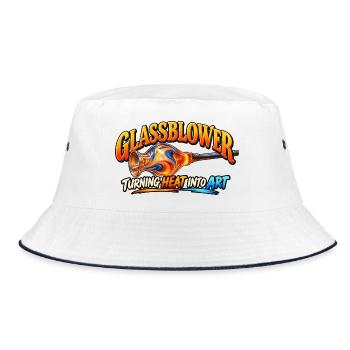 Glasbläser verwandelt Hitze in Kunst – Glaskünstler D - Bucket Hat - Weiß/Navy - Vorne