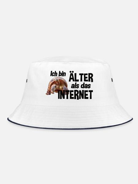 Ich bin älter als das Internet - Schildkröte - Bucket Hat - Weiß/Navy