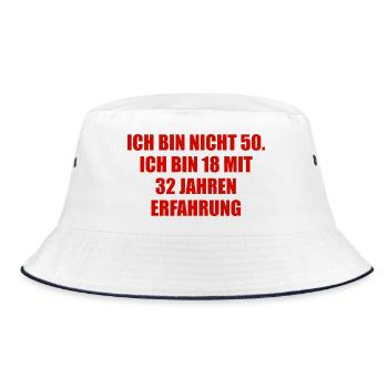 50 mit 32 Jahren Erfahrung - Bucket Hat - Weiß/Navy - Vorne