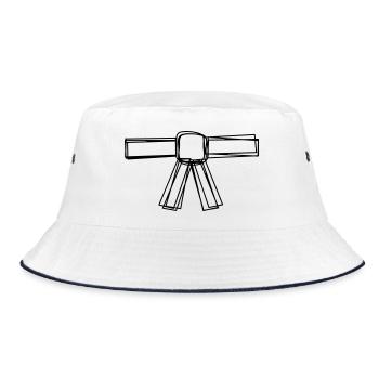 Judogürtel handgezeichnet - Bucket Hat - Weiß/Navy - Vorne