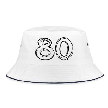 Zahl 80 handgezeichnet - Bucket Hat - Weiß/Navy - Vorne