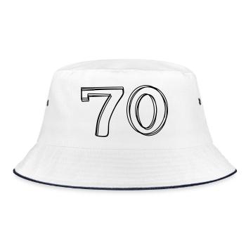 Zahl 70 handgezeichnet - Bucket Hat - Weiß/Navy - Vorne