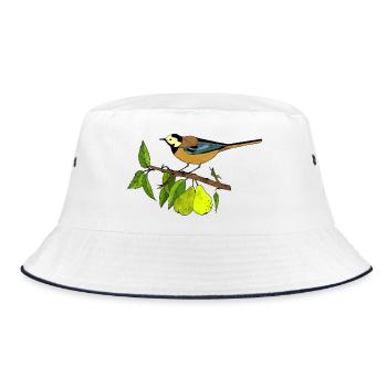 Bunter Vogel - Bucket Hat - Weiß/Navy - Vorne