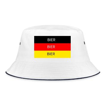 Bier Flagge Schwarz Rot Gold Deutschland - Bucket Hat - Weiß/Navy - Vorne