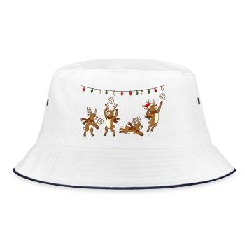Volleyball Weihnachten Rentiere Wichtelgeschenk - Bucket Hat - Weiß/Navy - Vorne