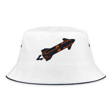 Raumschiff Rakete Silhouette - Bucket Hat - Weiß/Navy - Vorne