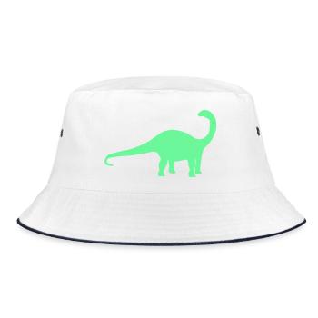 Neon Dino Silhouette - Bucket Hat - Weiß/Navy - Vorne