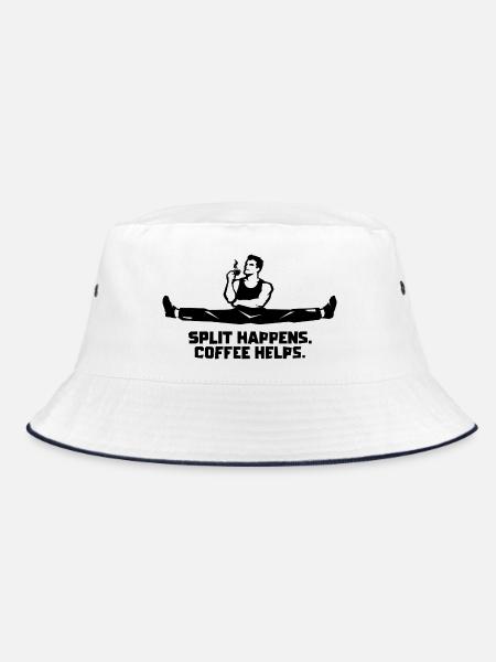Der Bruch passiert. Kaffee hilft. - Bucket Hat - Weiß/Navy