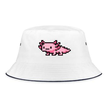 Axolotl pixel art rose pixelisé - Bob - blanc/marine - Devant