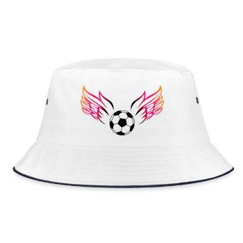 Flügel-Fußball-Design mit Dynamik - Bucket Hat - Weiß/Navy - Vorne