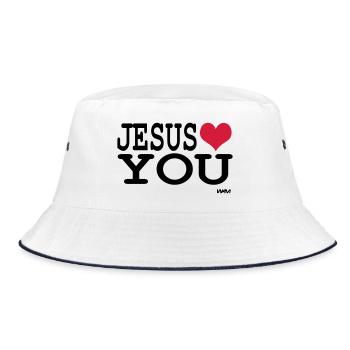 Jesus loves you Message d'amour et de foi  - Bob - blanc/marine - Devant