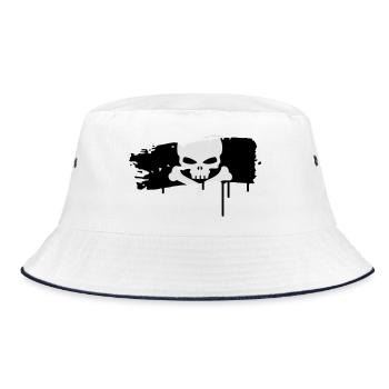 pirate flag painted with a brush stroke - Bucket Hat - white/navy - Front