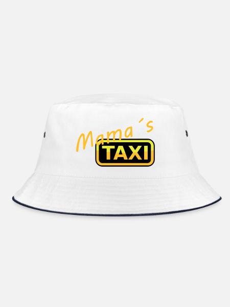 Humorvolles Mamas Taxi Schild - Bucket Hat - Weiß/Navy - Vorne