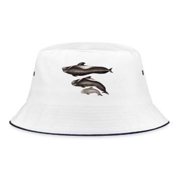 Grindwal - gerippte - globicéphale - Bucket Hat - Weiß/Navy - Vorne