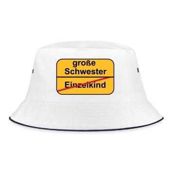 große Schwester - Bucket Hat - Weiß/Navy - Vorne