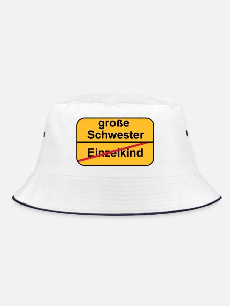 große Schwester - Bucket Hat - Weiß/Navy - Vorne