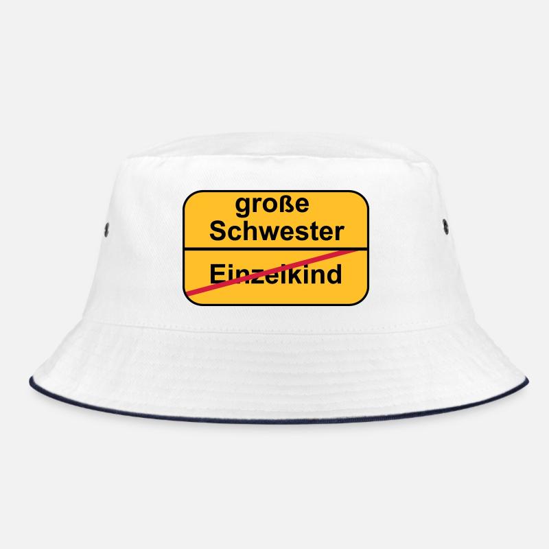 große Schwester - Bucket Hat - Weiß/Navy