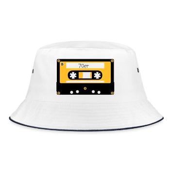 Kassette 70er - Bucket Hat - Weiß/Navy - Vorne