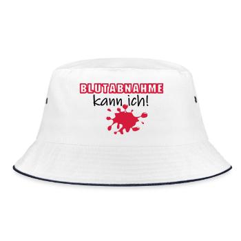 Blutabnahme Medizin Blut Beruf Geschenk Spruch - Bucket Hat - Weiß/Navy - Vorne