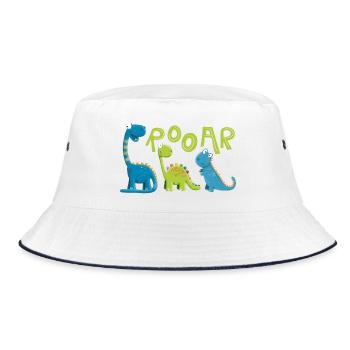 ROOAR Dino Arten Motiv I Lustiges Kinder Geschenk - Bucket Hat - Weiß/Navy - Vorne