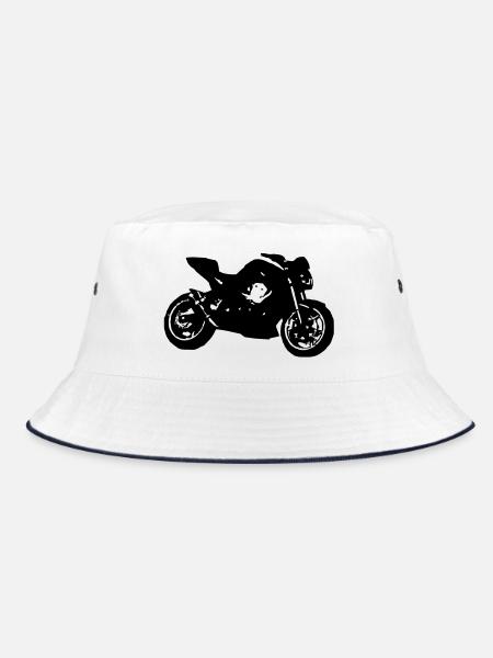 Kawasaki z750 (07) - Bucket Hat - Weiß/Navy - Vorne