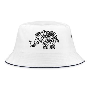 Éléphant indien décoré - Bob - blanc/marine - Devant