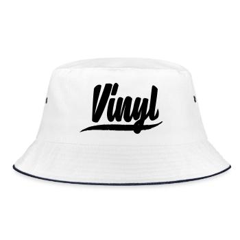 vinyle plat dj deejay musique fête autocollant patch - Bob - blanc/marine - Devant