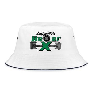 Boxermotor, Boxer, Motor, Luftgekühlt (25) - Bucket Hat - Weiß/Navy - Vorne