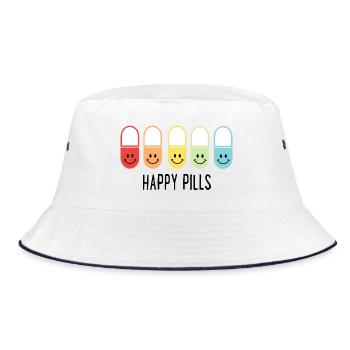 Happy Pills - Bucket Hat - Weiß/Navy - Vorne