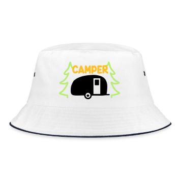 Camper - ready for vacation - Bucket Hat - white/navy - Front