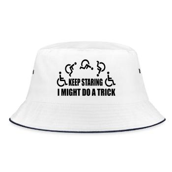 Keep staring, then I'll do a wheelchair trick # - Bucket Hat - white/navy - Front