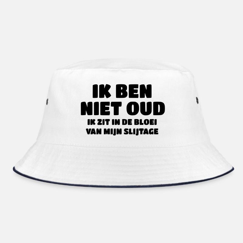 Nicht alt, ich bin in der Blüte meiner Abnutzung # - Bucket Hat - Weiß/Navy