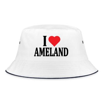T shirt I love Ameland Nederland Netherlands - Bucket Hat - white/navy - Front
