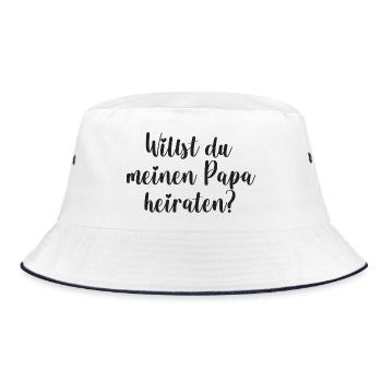 Papa Heiratsantrag Antrag heiraten Kind Baby - Bucket Hat - Weiß/Navy - Vorne
