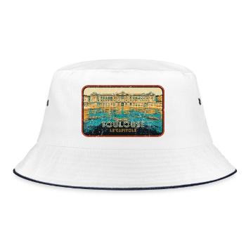 Retro badge, Toulouse France is my hometown - Bucket Hat - white/navy - Front