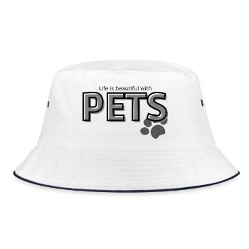 Pets: live is beautiful with Pets - Bucket Hat - white/navy - Front