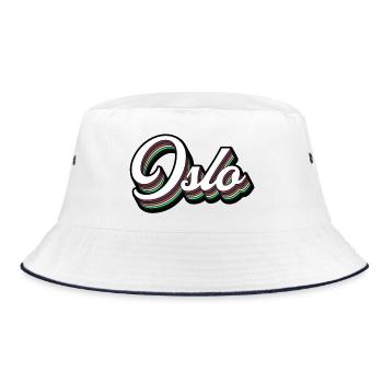 Oslo City - Modern Typography Motif - Bucket Hat - white/navy - Front