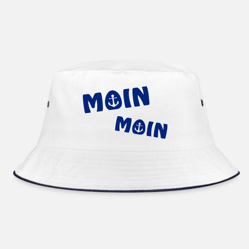 Moin Moin mit Anker - Bucket Hat - Weiß/Navy