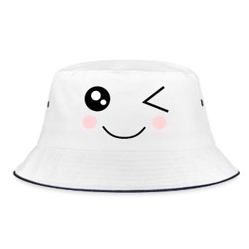 Kawaii Face Funny - Bucket Hat - white/navy - Front