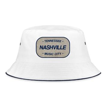 Tennessee Nashville Musik City Schild - Bucket Hat - Weiß/Navy - Vorne