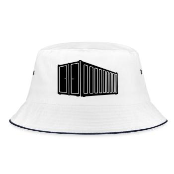 Sea container shadow image logistics logo - Bucket Hat - white/navy - Front