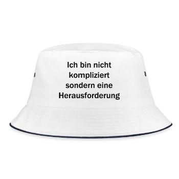 Ich bin nicht kompliziert - Bucket Hat - Weiß/Navy - Vorne