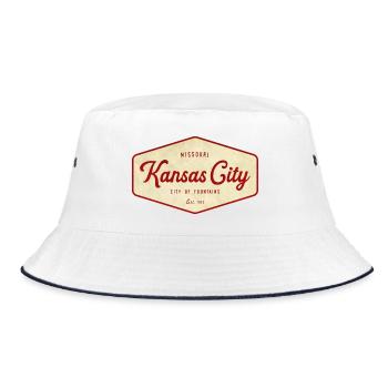 Kansas City Vintage City of Fountains Logo - Bucket Hat - white/navy - Front